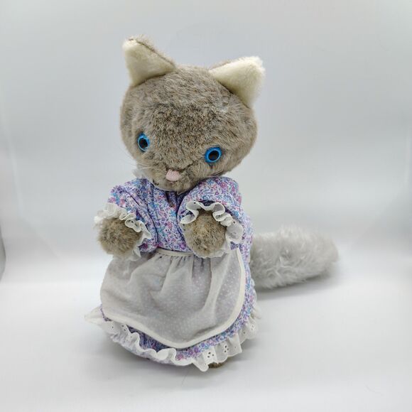 Vintage Beatrix Potter Tabitha Twitchit Plush Cat Eden Floral Dress Cottagecore - Picture 1 of 5